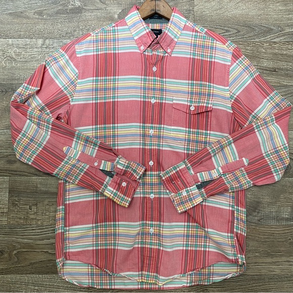 J Crew Plaid Sim Fit Oxford Button Down Shirt - Picture 13 of 14